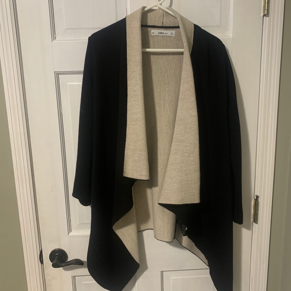 Zara asymmetrical knit two toned cardigan